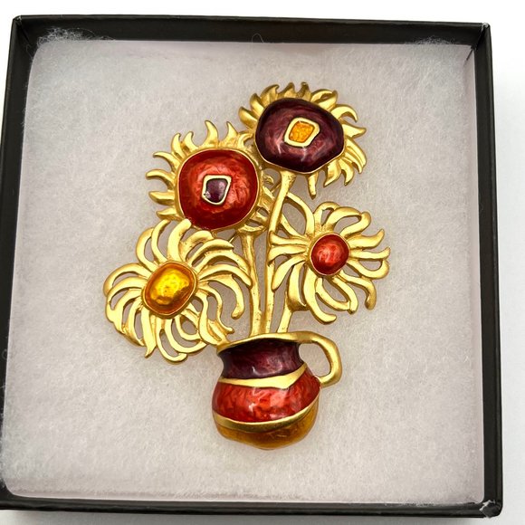 YSL for Avon Van Gogh Sunflowers Brooch - Picture 4 of 6